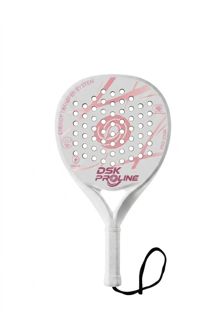 DSK PROLINE Power Padel Racket – Lightweight Control & Power Series | White & Pink Edition