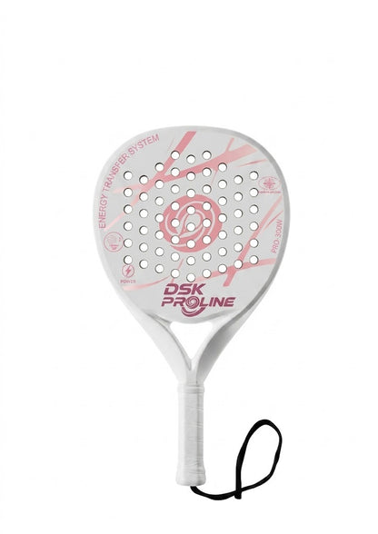 DSK PROLINE Power Padel Racket – Lightweight Control & Power Series | White & Pink Edition