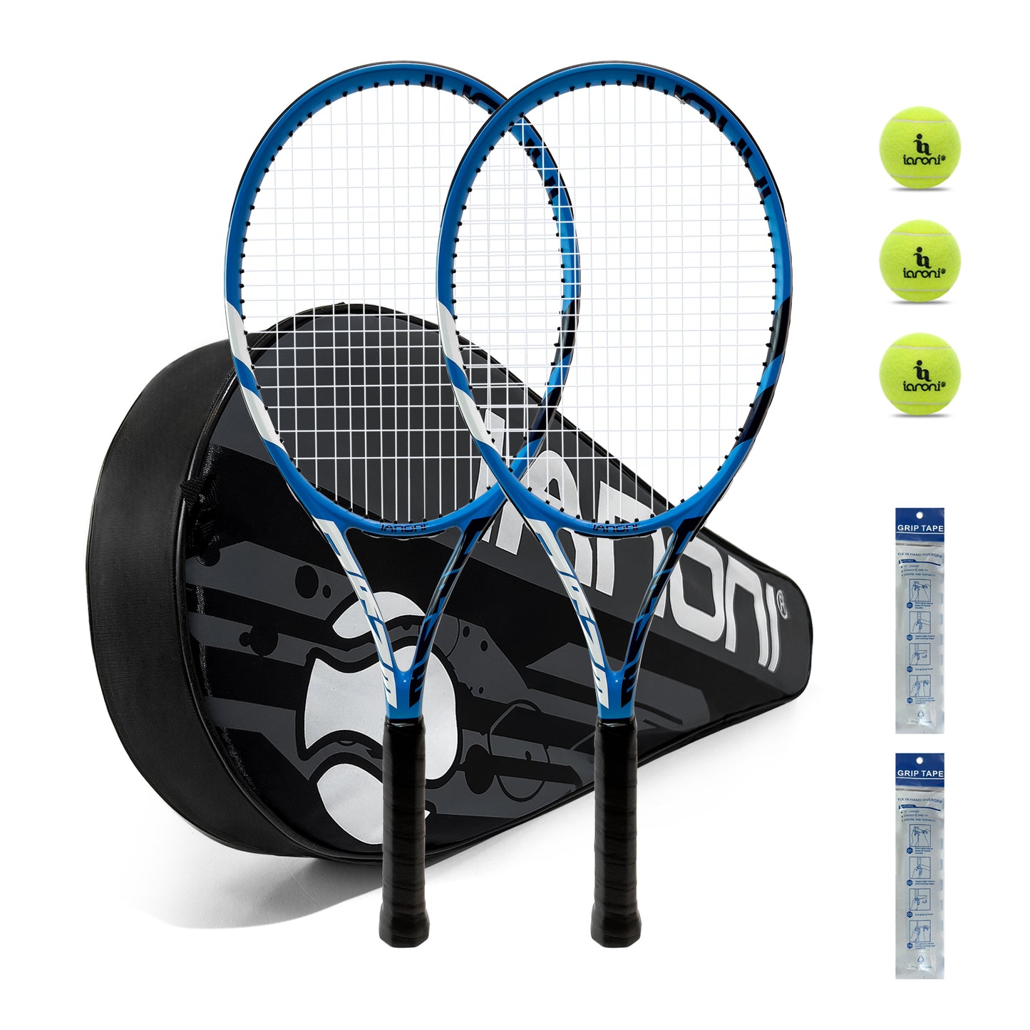 DSK PROLINE Tennis Set for Adults & Teens – 2 Tennis Rackets, 3 Tennis Balls & Carry Bag | Lightweight Training & Recreational Tennis Kit