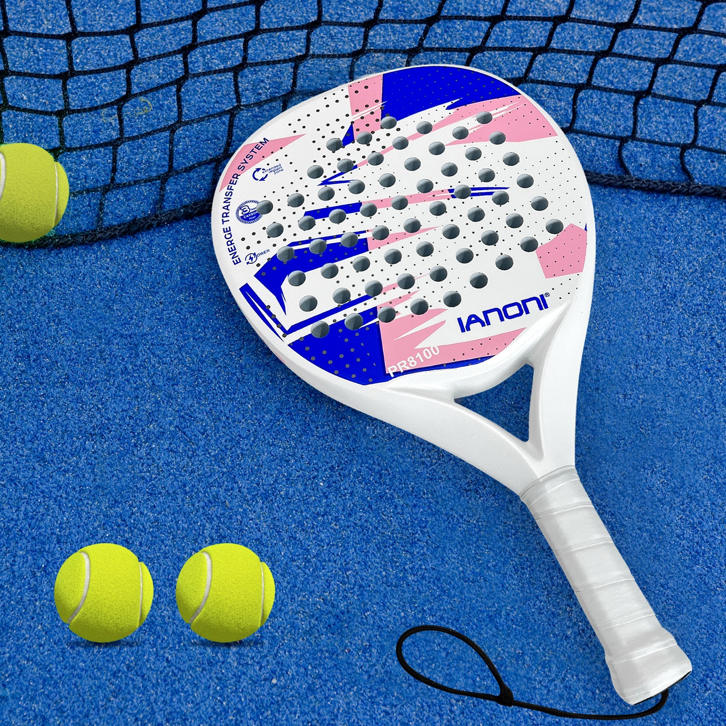 Premium Padel Racket Red, 100% Carbon Fiber