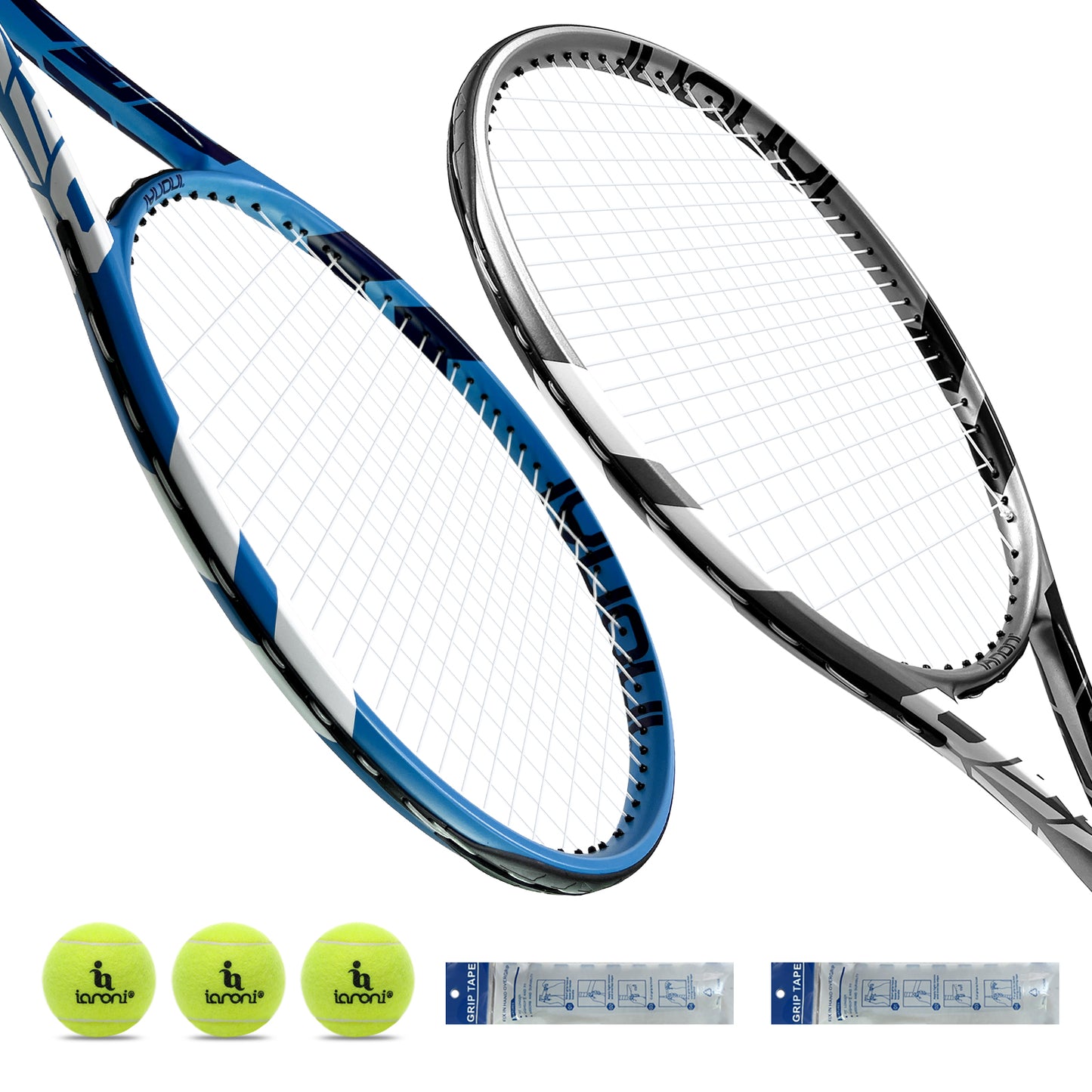 DSK PROLINE Tennis Set for Adults & Teens – 2 Tennis Rackets, 3 Tennis Balls & Carry Bag | Lightweight Training & Recreational Tennis Kit