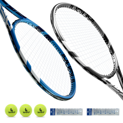 DSK PROLINE Tennis Set for Adults & Teens – 2 Tennis Rackets, 3 Tennis Balls & Carry Bag | Lightweight Training & Recreational Tennis Kit