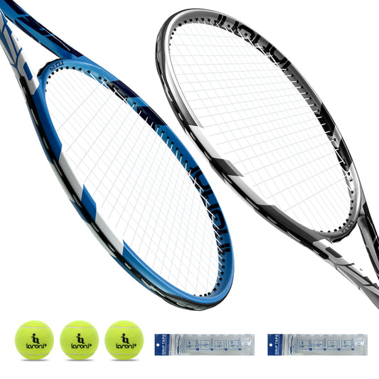 DSK PROLINE Tennis Set for Adults & Teens – 2 Tennis Rackets, 3 Tennis Balls & Carry Bag | Lightweight Training & Recreational Tennis Kit