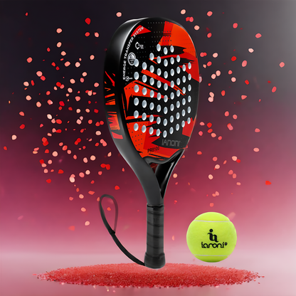 Premium Padel Racket Red, 100% Carbon Fiber