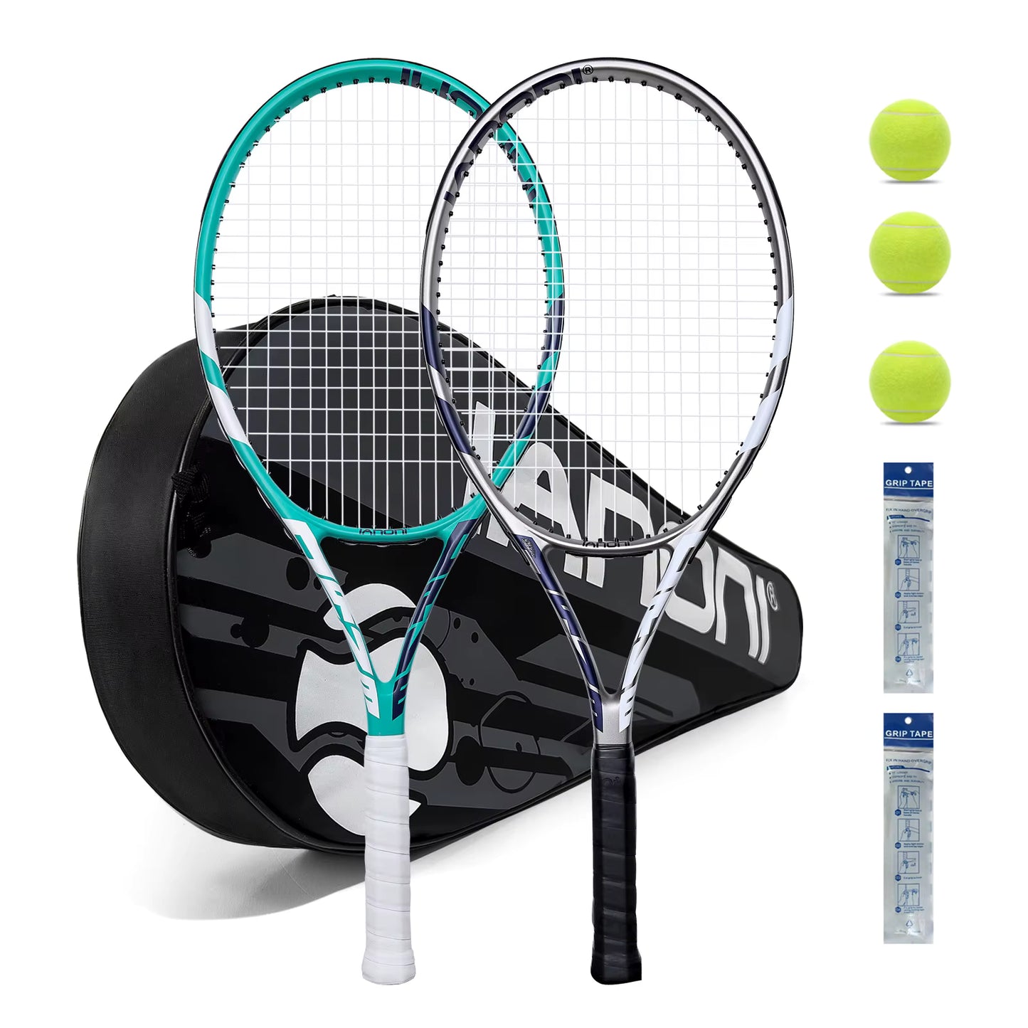 DSK PROLINE Tennis Set for Adults & Teens – 2 Tennis Rackets, 3 Tennis Balls & Carry Bag | Lightweight Training & Recreational Tennis Kit