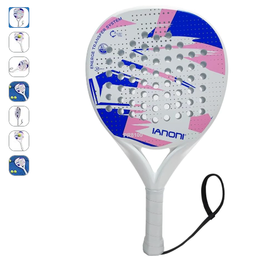 Premium Padel Racket White, 100% Carbon Fiber
