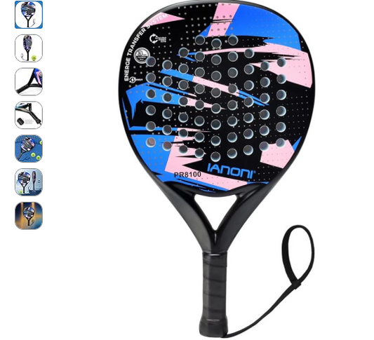 Premium Padel Racket Blue, 100% Carbon Fiber